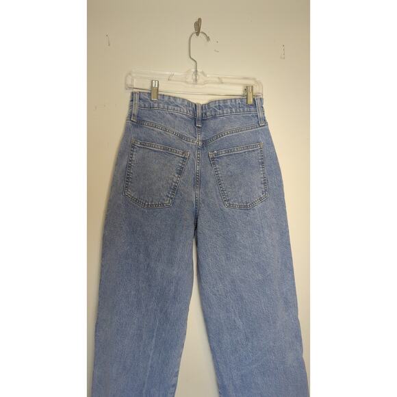 Retro Utility Streetwear High-rise Wide Straight Leg Raw Hem Jeans 6R - Picture 7 of 8